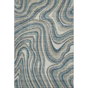 HomeRoots 10' Teal Ivory Taupe Marble Washable Area Rug - Stain Resistant, UV Protected, Durable Design! 663566