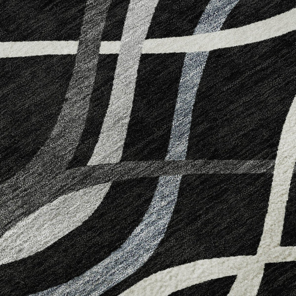 HomeRoots 5' X 8' Modern Black, Ivory & Gray Abstract Area Rug – Washable, Stain Resistant, UV Protected Design 663568