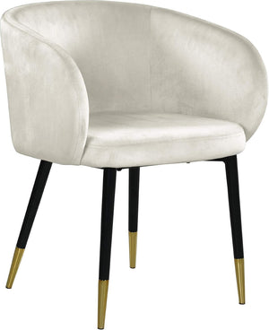 English Elm 1pc Velvet Barrel Back Accent Chair Gold Nailhead Trim Glamorous Curved Seat Cream B011P496762