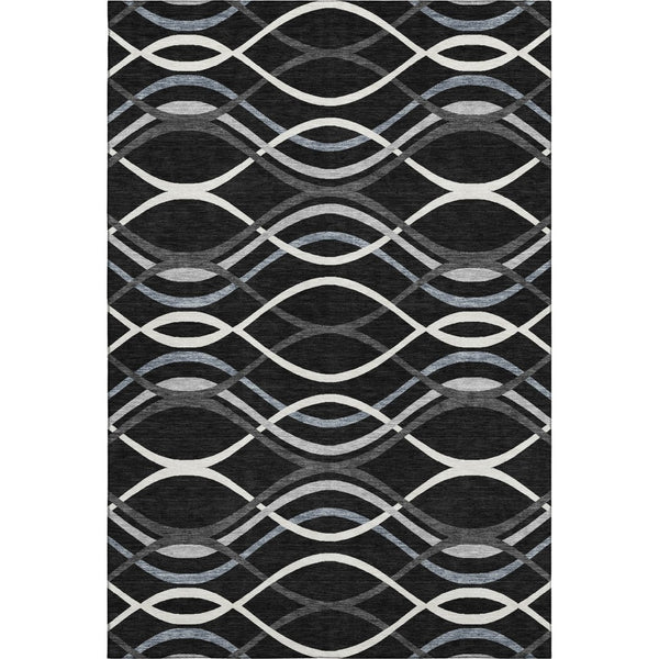 HomeRoots 9' X 12' Washable Black Ivory Gray Abstract Area Rug with UV Protection for Modern Homes & Pets 663571