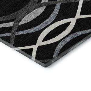HomeRoots 10' X 14' Black Ivory and Gray Abstract Washable Rug - Stylish, Durable, UV-Protected for Any Space 663572