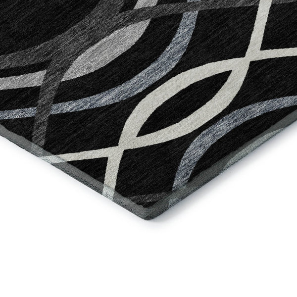 HomeRoots 10' X 14' Black Ivory and Gray Abstract Washable Rug - Stylish, Durable, UV-Protected for Any Space 663572