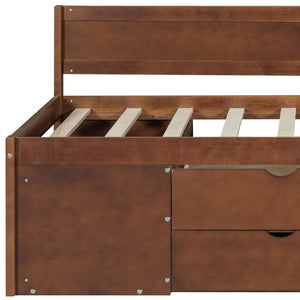 HomeRoots Walnut Twin Daybed with Drawers – Stylish Storage Solution for Bedrooms and Living Spaces, 450 lbs Capacity 663584