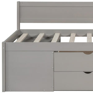 HomeRoots Gray Wood Twin Day Bed with Storage Drawers - Modern Design for Versatile Sleeping & Seating Solutions 663586
