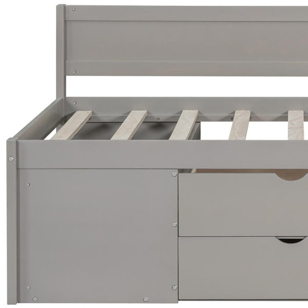 HomeRoots Gray Wood Twin Day Bed with Storage Drawers - Modern Design for Versatile Sleeping & Seating Solutions 663586