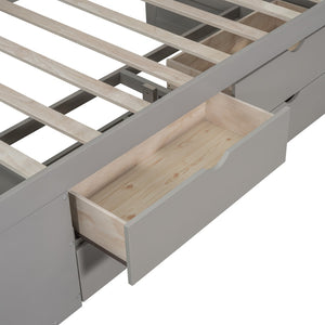 HomeRoots Gray Wood Twin Day Bed with Storage Drawers - Modern Design for Versatile Sleeping & Seating Solutions 663586