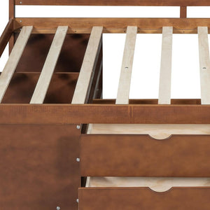 HomeRoots Walnut Wood Full Daybed with Integrated Drawers - Versatile Seating and Sleeping Solution for Any Room 663590