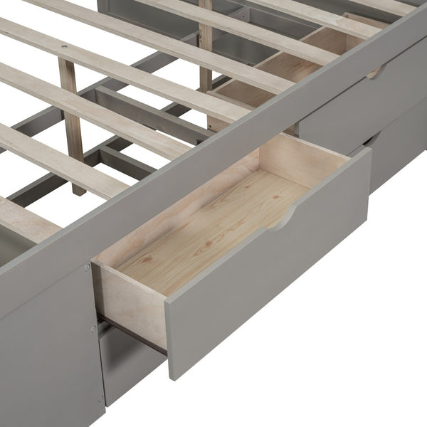 HomeRoots Gray Wood Full Day Bed with Storage Drawers - Versatile Sofa & Comfortable Guest Bed for Any Room 663592