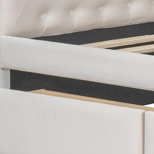 HomeRoots Beige Tufted Linen Twin Day Bed with Drawers - Elegant Multi-Functional Sofa-Bed for Any Room 663598