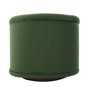 English Elm Swivel Barrel Chair Pumpkin Sculptural Velvet Upholstered with Walnut Wood Round Base Green W3244P427740