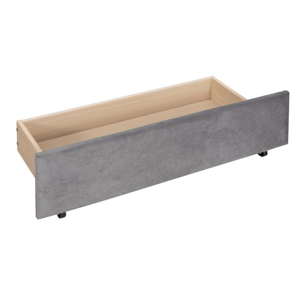 HomeRoots Gray Upholstered Twin Day Bed with Drawers - Stylish Linen Design for Versatile Comfort & Storage 663600