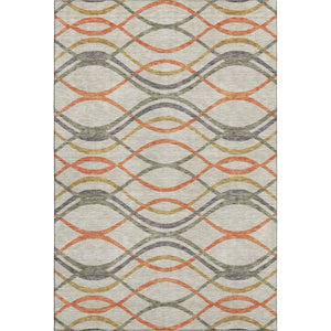 HomeRoots 9' X 12' Vibrant Orange Ivory Gold Abstract Washable Area Rug - UV Protected & Stain Resistant 663609