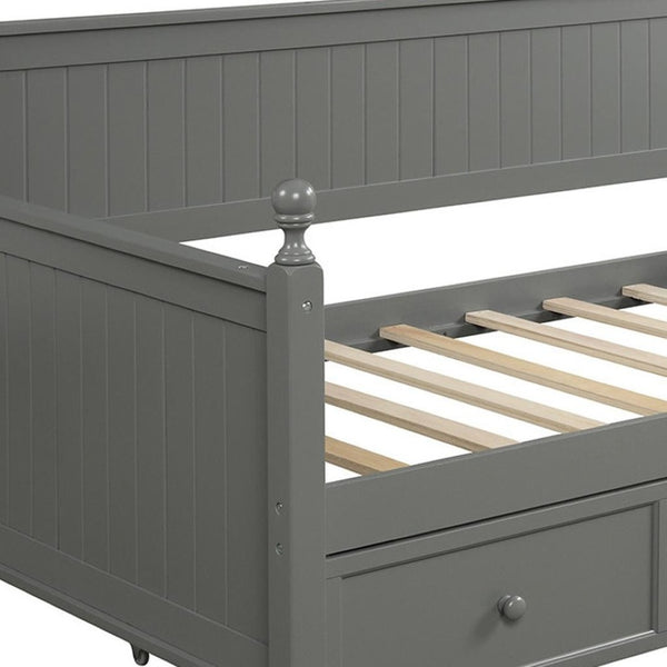 HomeRoots Gray Wood Twin Day Bed - Elegant Multi-Functional Design with Drawers for Stylish Storage Solutions 663613