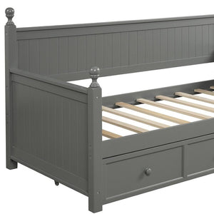 HomeRoots Gray Wood Twin Day Bed - Elegant Multi-Functional Design with Drawers for Stylish Storage Solutions 663613