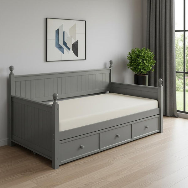 HomeRoots Gray Wood Twin Day Bed - Elegant Multi-Functional Design with Drawers for Stylish Storage Solutions 663613