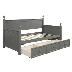 HomeRoots Gray Wood Twin Day Bed - Elegant Multi-Functional Design with Drawers for Stylish Storage Solutions 663613