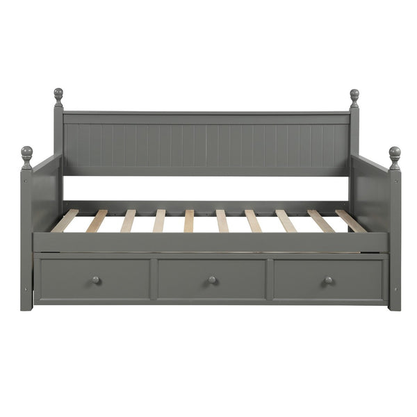 HomeRoots Gray Wood Twin Day Bed - Elegant Multi-Functional Design with Drawers for Stylish Storage Solutions 663613