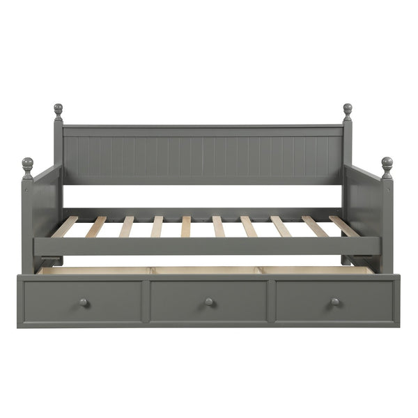 HomeRoots Gray Wood Twin Day Bed - Elegant Multi-Functional Design with Drawers for Stylish Storage Solutions 663613