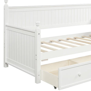 HomeRoots White Wood Twin Day Bed with Storage Drawers - Stylish, Versatile, and Space-Saving Design for Any Room 663615