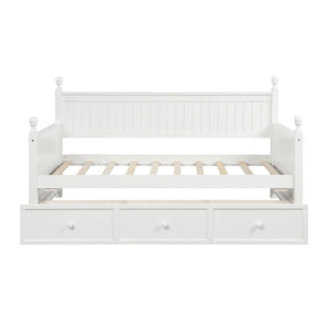 HomeRoots White Wood Twin Day Bed with Storage Drawers - Stylish, Versatile, and Space-Saving Design for Any Room 663615