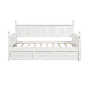 HomeRoots White Wood Twin Day Bed with Storage Drawers - Stylish, Versatile, and Space-Saving Design for Any Room 663615