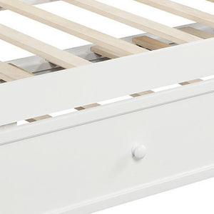 HomeRoots White Wood Twin Day Bed with Space-Saving Trundle, Stylish Seating & Comfortable Sleep Solution 663617