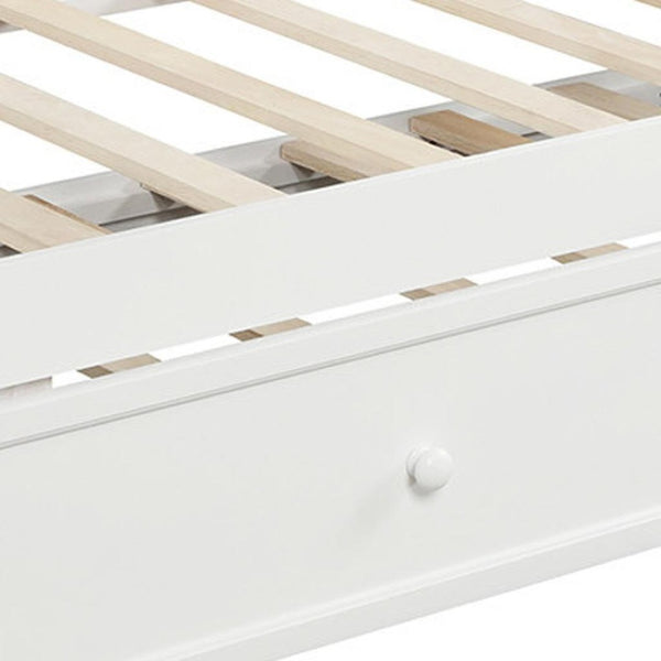 HomeRoots White Wood Twin Day Bed with Space-Saving Trundle, Stylish Seating & Comfortable Sleep Solution 663617