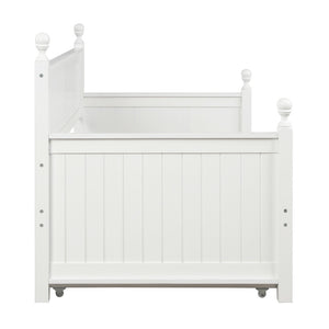 HomeRoots White Wood Twin Day Bed with Space-Saving Trundle, Stylish Seating & Comfortable Sleep Solution 663617