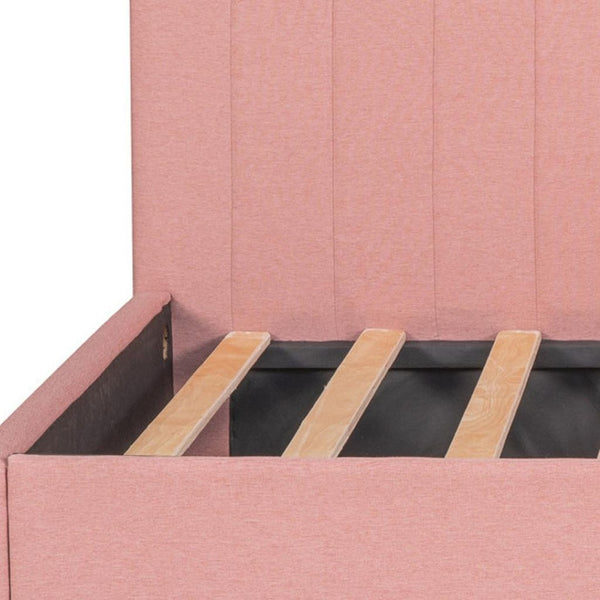 HomeRoots Pink Tufted Linen Day Bed with Storage Drawers – Stylish, Versatile & Comfortable Twin Size Solution 663627