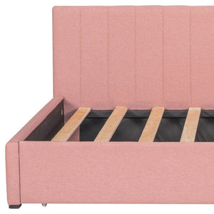 HomeRoots Pink Tufted Linen Day Bed with Storage Drawers – Stylish, Versatile & Comfortable Twin Size Solution 663627