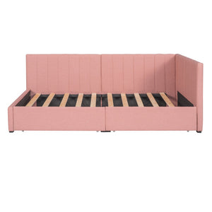 HomeRoots Pink Tufted Linen Day Bed with Storage Drawers – Stylish, Versatile & Comfortable Twin Size Solution 663627