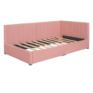 HomeRoots Pink Tufted Linen Day Bed with Storage Drawers – Stylish, Versatile & Comfortable Twin Size Solution 663627