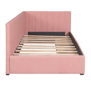 HomeRoots Pink Tufted Linen Day Bed with Storage Drawers – Stylish, Versatile & Comfortable Twin Size Solution 663627