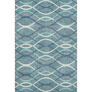 HomeRoots 8' X 10' Stylish Teal, Ivory & Gray Abstract Washable Area Rug with UV Protection for Every Room 663645