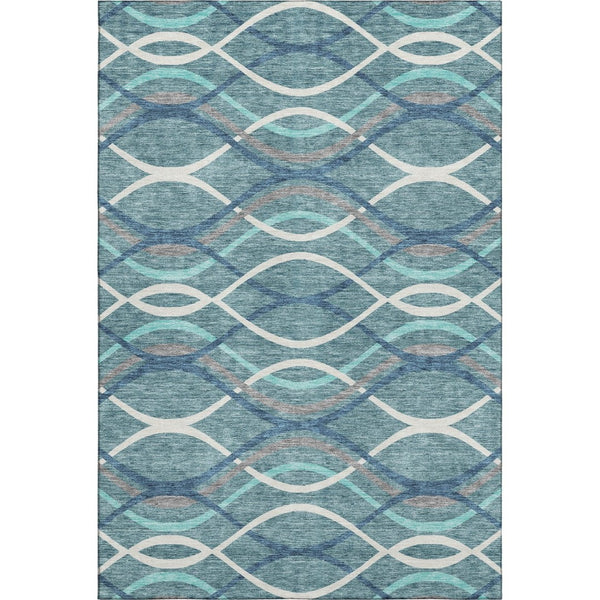 HomeRoots 8' X 10' Stylish Teal, Ivory & Gray Abstract Washable Area Rug with UV Protection for Every Room 663645