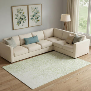 HomeRoots 8' X 10' Artichoke Green Medallion Area Rug - Washable, Stain-Resistant, UV Protected for All Spaces 663657