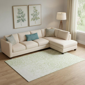 HomeRoots 9' X 12' Artichoke Green Medallion Area Rug - Washable, UV-Protected, Stylish & Durable for Homes 663658