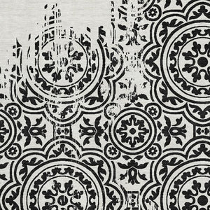 HomeRoots 8' X 10' Black and Ivory Medallion Washable Area Rug with UV Protection for Stylish Home Decor 663663