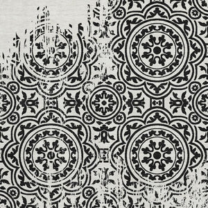 HomeRoots 8' X 10' Black and Ivory Medallion Washable Area Rug with UV Protection for Stylish Home Decor 663663