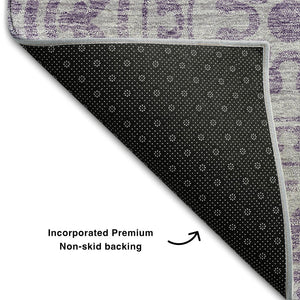 HomeRoots 8' Lavender Medallion Round Rug - Washable, UV Protected, Durable, Elegant Design for Busy Homes 663686
