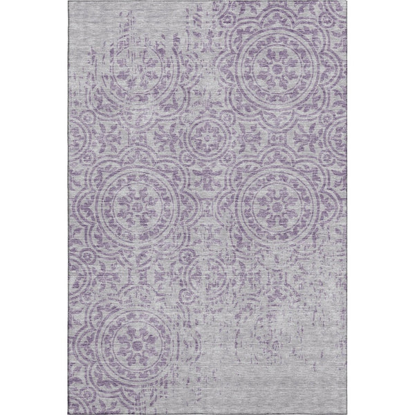 HomeRoots 10' X 14' Lavender Medallion Area Rug - Washable, UV-Protected, Kid & Pet-Friendly, Stylish Design 663689