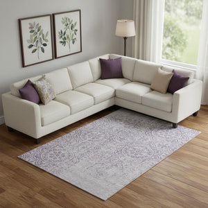 HomeRoots 10' X 14' Lavender Medallion Area Rug - Washable, UV-Protected, Kid & Pet-Friendly, Stylish Design 663689