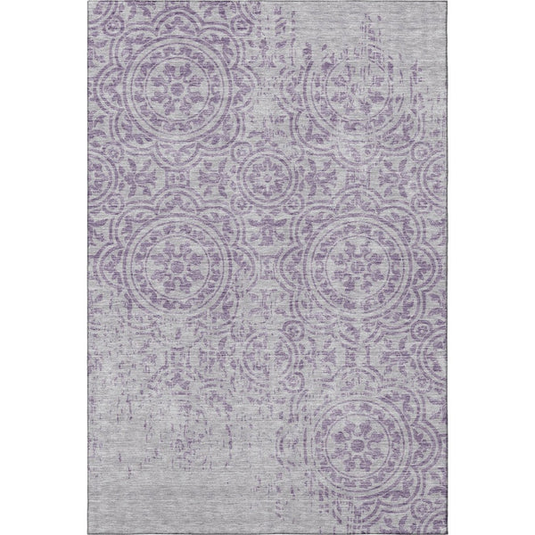 HomeRoots 10' X 14' Lavender Medallion Area Rug - Washable, UV-Protected, Kid & Pet-Friendly, Stylish Design 663689