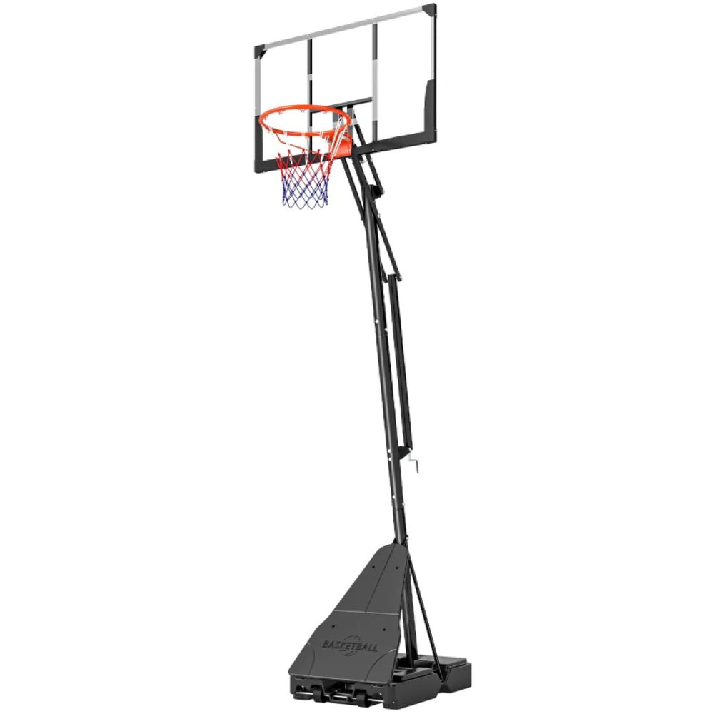English Elm Adjustable Portable Basketball Hoop with Polycarbonate Backboard and Crank Height System T3971P476085