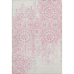 HomeRoots 10' X 14' Pink and Ivory Medallion Area Rug - Washable, UV Protected, Durable & Stylish Home Accent 663701