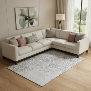 HomeRoots 8' X 10' Silver and Gray Medallion Washable Area Rug – Durable, Stylish, UV Protected for High-Traffic Areas 663711