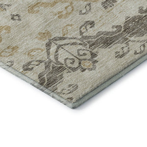 HomeRoots 10' Beige, Gold & Taupe Medallion Washable Area Rug - UV Resistant, Stain-Proof, Non-Slip Backing 663732