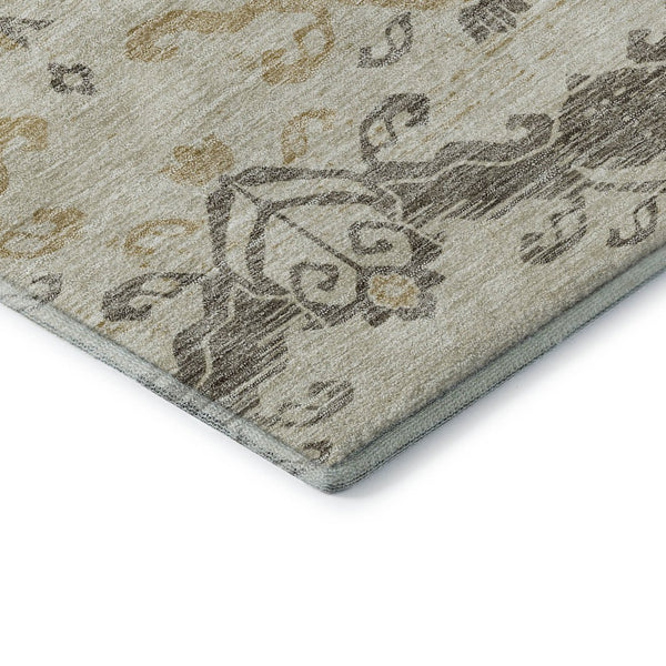 HomeRoots 10' Beige, Gold & Taupe Medallion Washable Area Rug - UV Resistant, Stain-Proof, Non-Slip Backing 663732