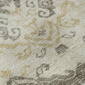 HomeRoots 10' Beige, Gold & Taupe Medallion Washable Area Rug - UV Resistant, Stain-Proof, Non-Slip Backing 663732