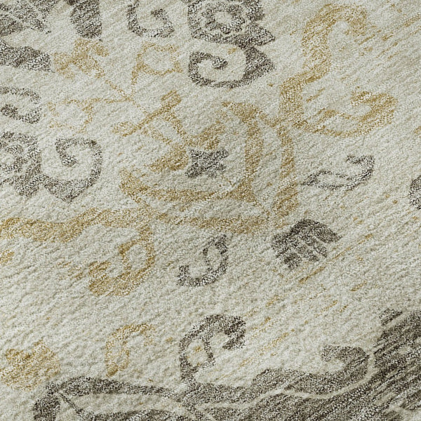 HomeRoots 10' Beige, Gold & Taupe Medallion Washable Area Rug - UV Resistant, Stain-Proof, Non-Slip Backing 663732